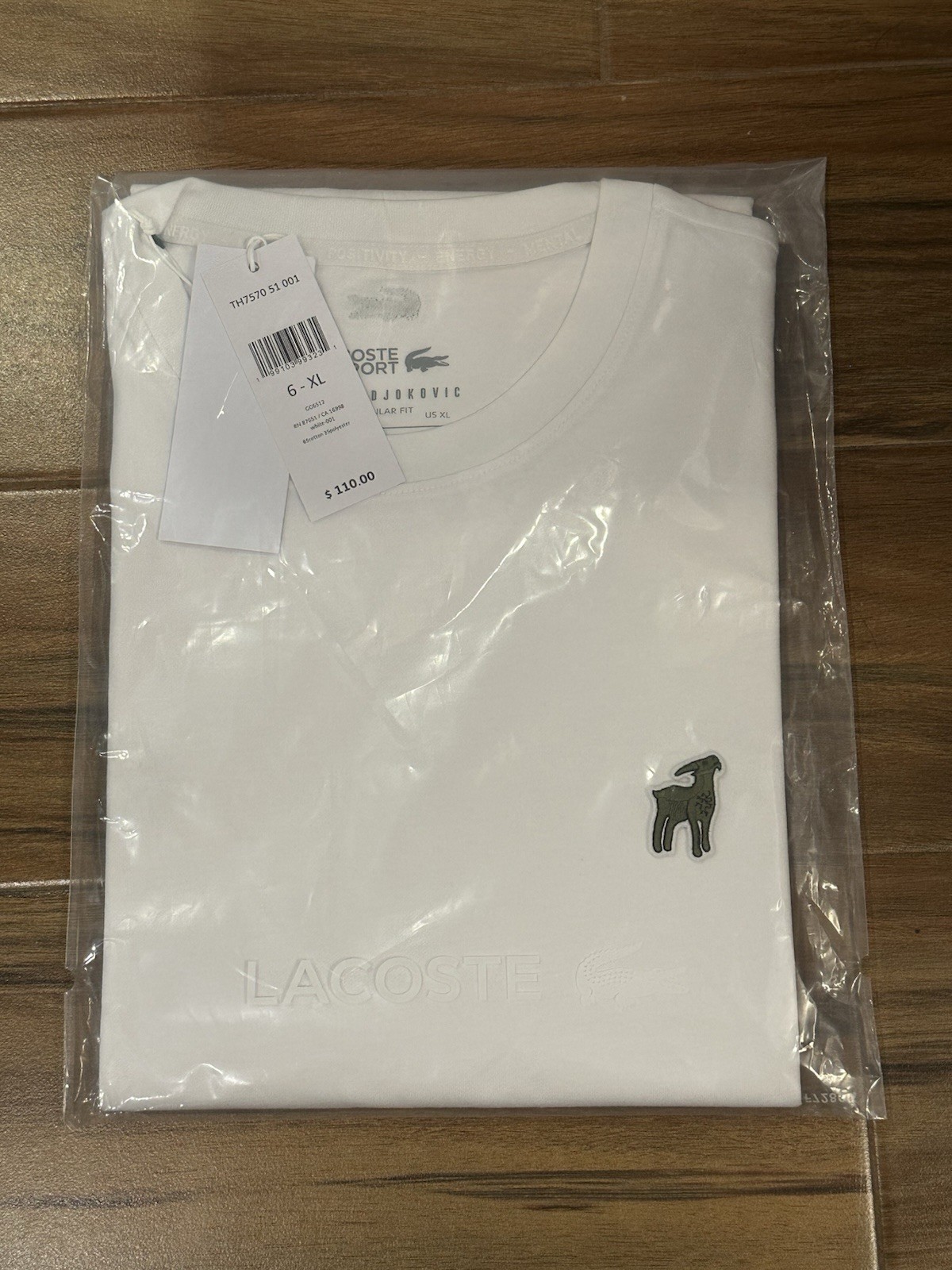 Lacoste x Novak Djokovic The GOAT White T-Shirt Size XL 6 🎾✅