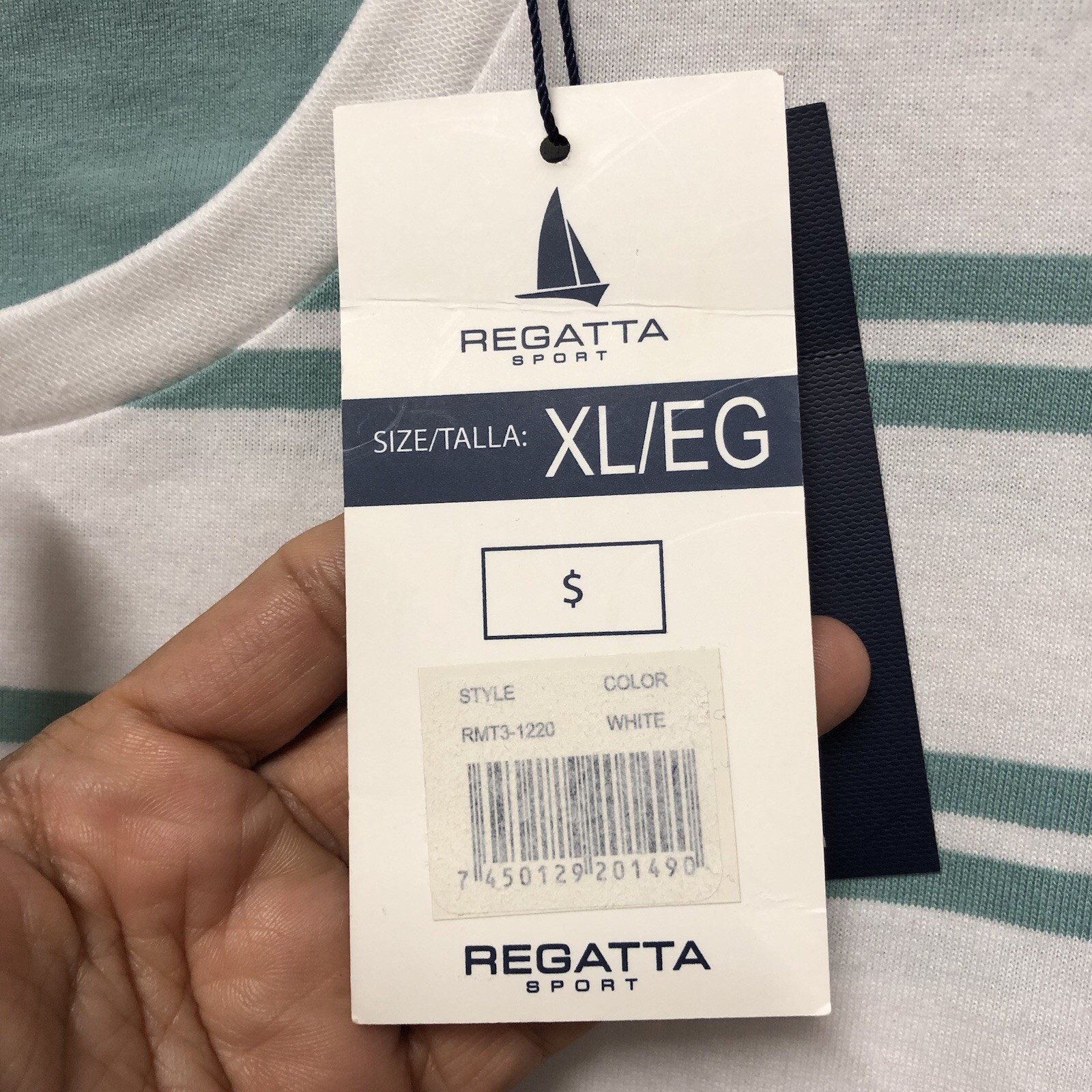 Regatta Sport Mens Shirt Extra Large Classic Fit Crew Neck Green White NEW