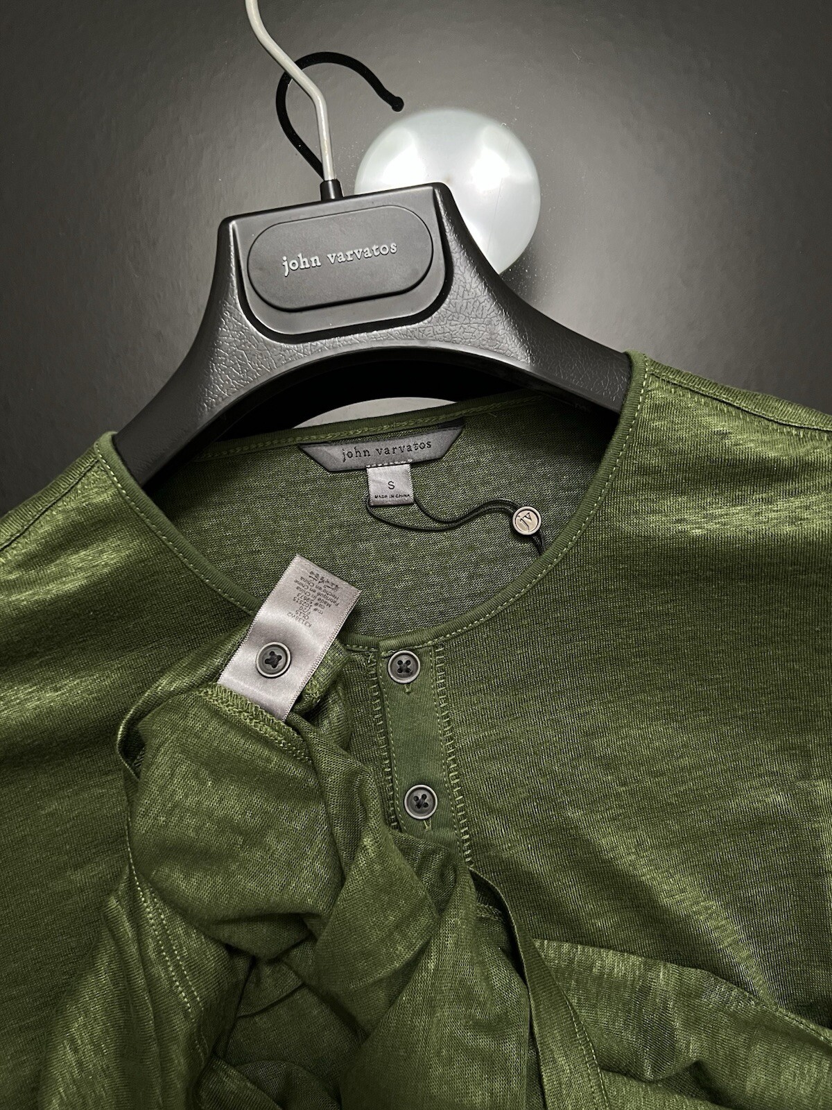 John Varvatos Collection Luxury Henley – Mercerized Linen – Raw Edges – Vtg 2020