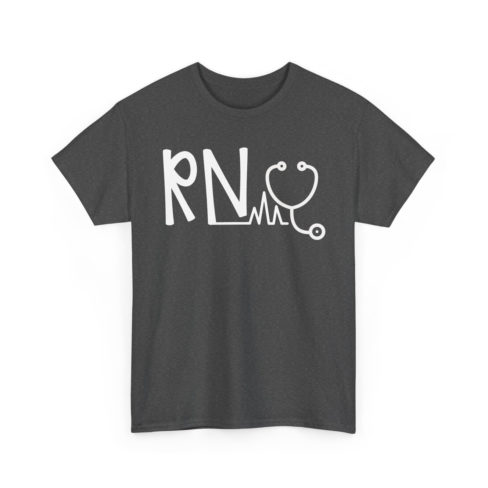 RN Heart Beat Monitor Stethoscope Registered Nurse Job Heavy Cotton Tshirt