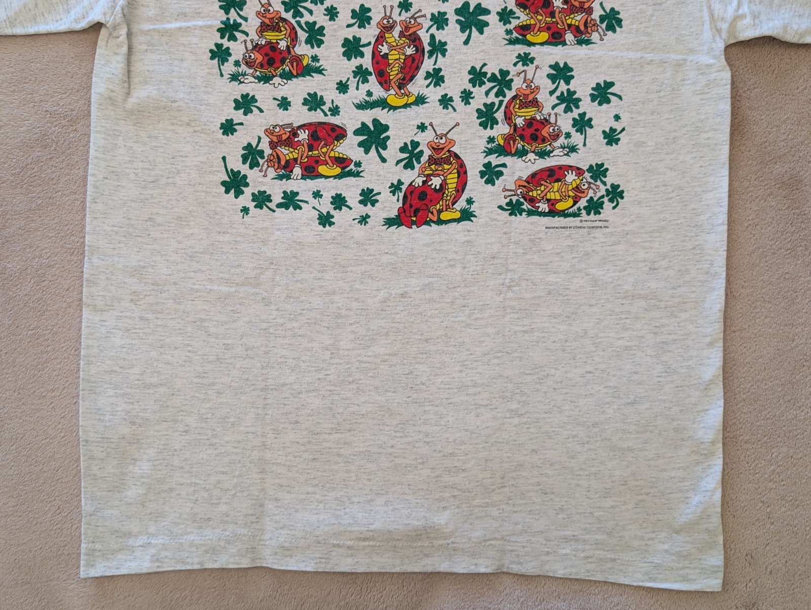 Vintage 1993 Risque Funny Ladybug Positions Four Leaf Clovers Shirt Coast Trends