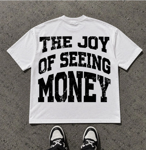Money Graphic Tee Y2K Streetwear Oversized White T Shirt
