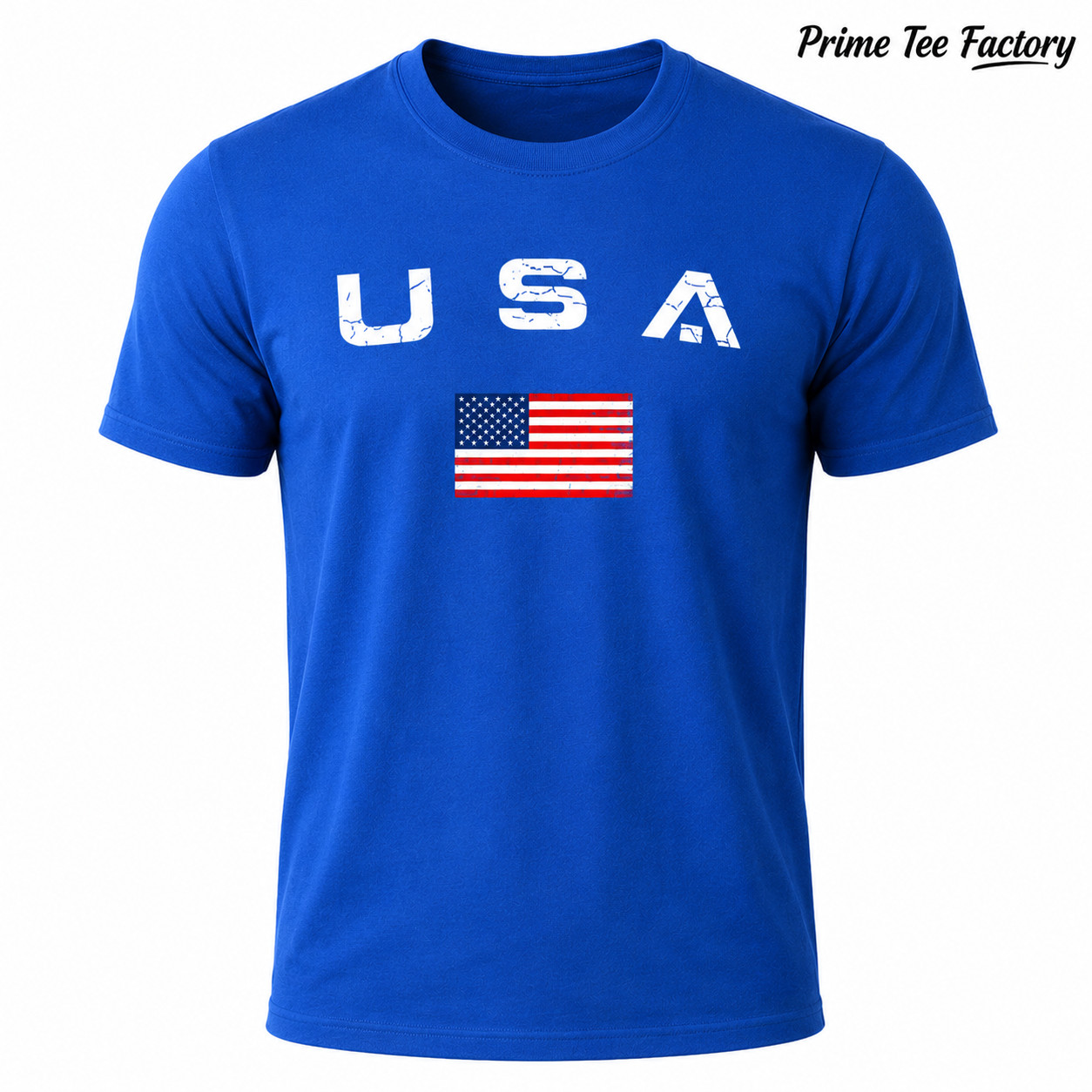 New Men’s USA Flag T-Shirt with Crewneck, Short Sleeves and 100% Cotton Material