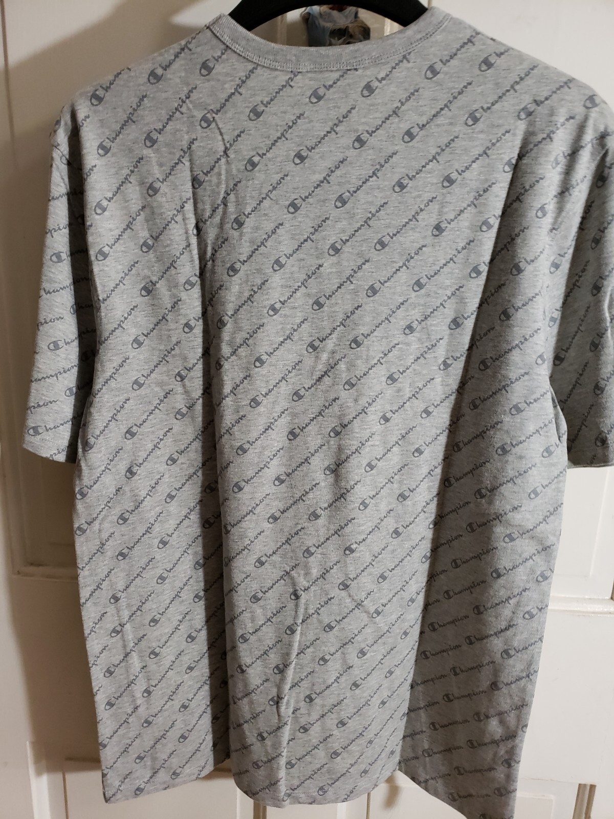 Champion Spellout Diagonal Heritage Athletic Apparel Shirt Gray Mens L NWT grey