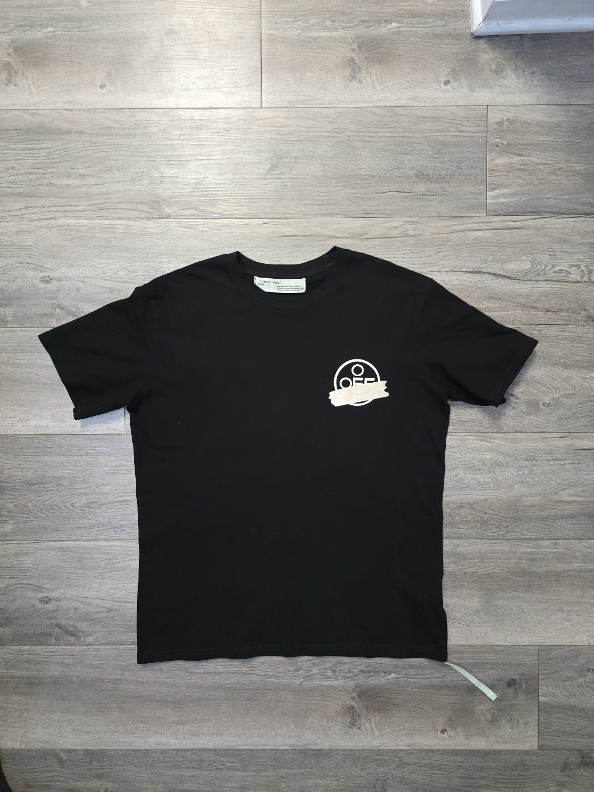 Virgil Abloh Off-White Tape Arrows T-Shirt Black/Beige, Size M, 100% Cotton