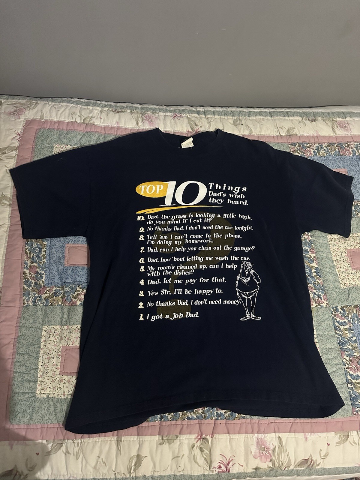 Vintage TSI “Top 10 Things Dad’s Wish They Heard” Funny T Shirt Navy Large