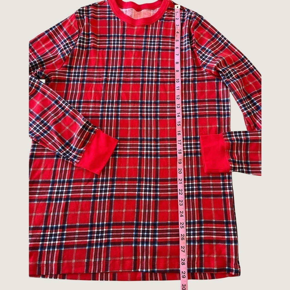 Wondershop Plaid Crewneck Pullover Sleepwear Shirt Mens Medium TALL Red Blue NWT