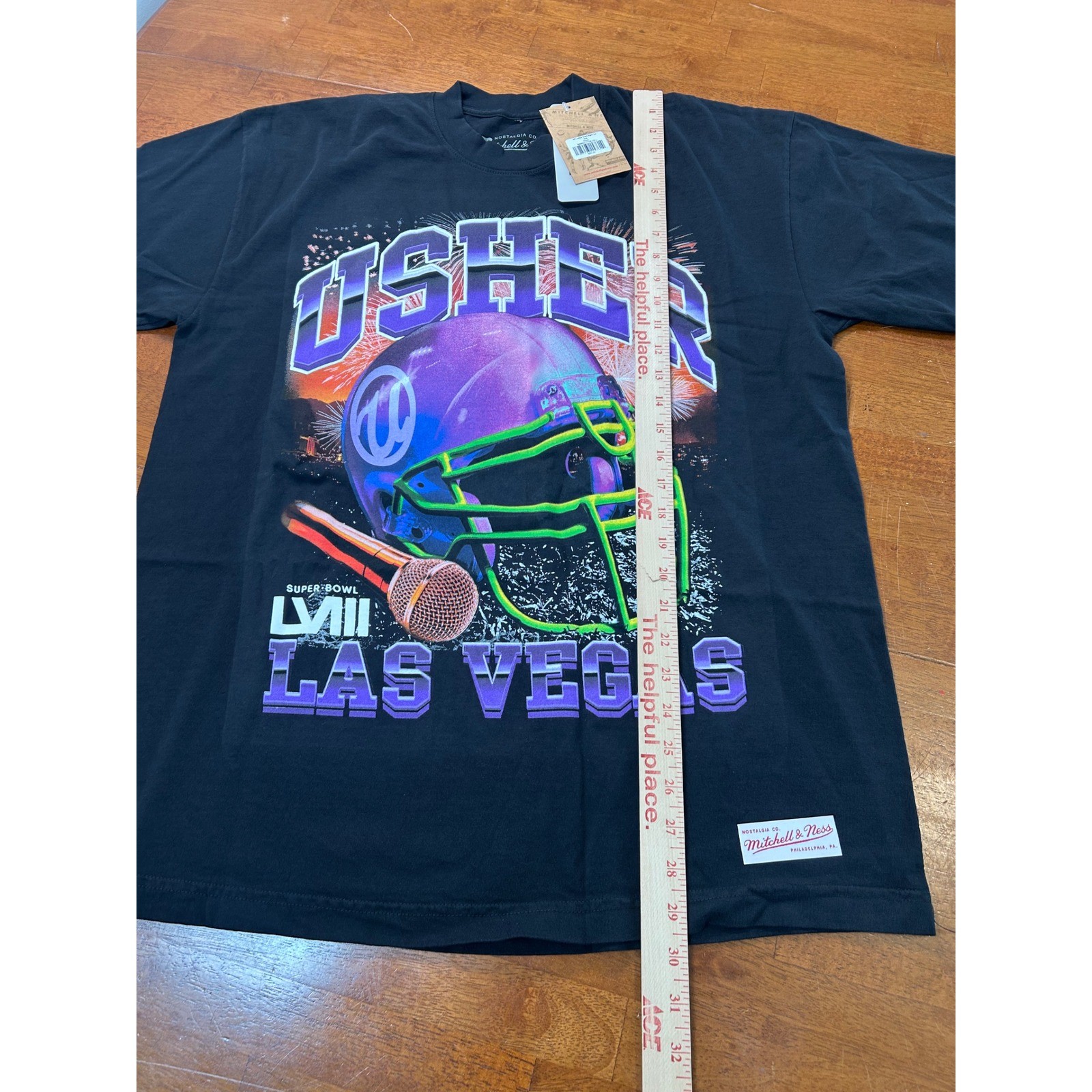 New Mitchell & Ness Usher Event Night Mens L T Shirt Black Super Bowl LVIII