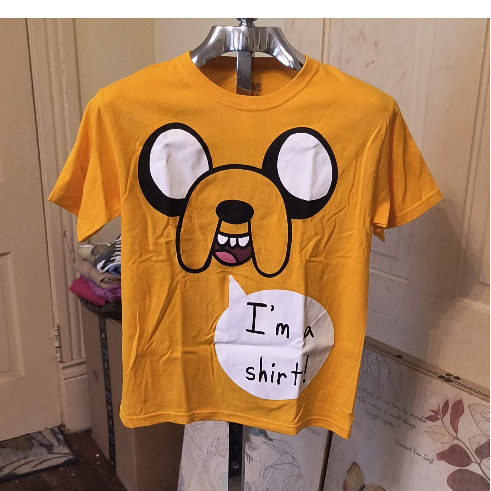 Cartoon Network Adventure Time Jake Yellow Graphic Logo T-Shirt Tagless M 10/12