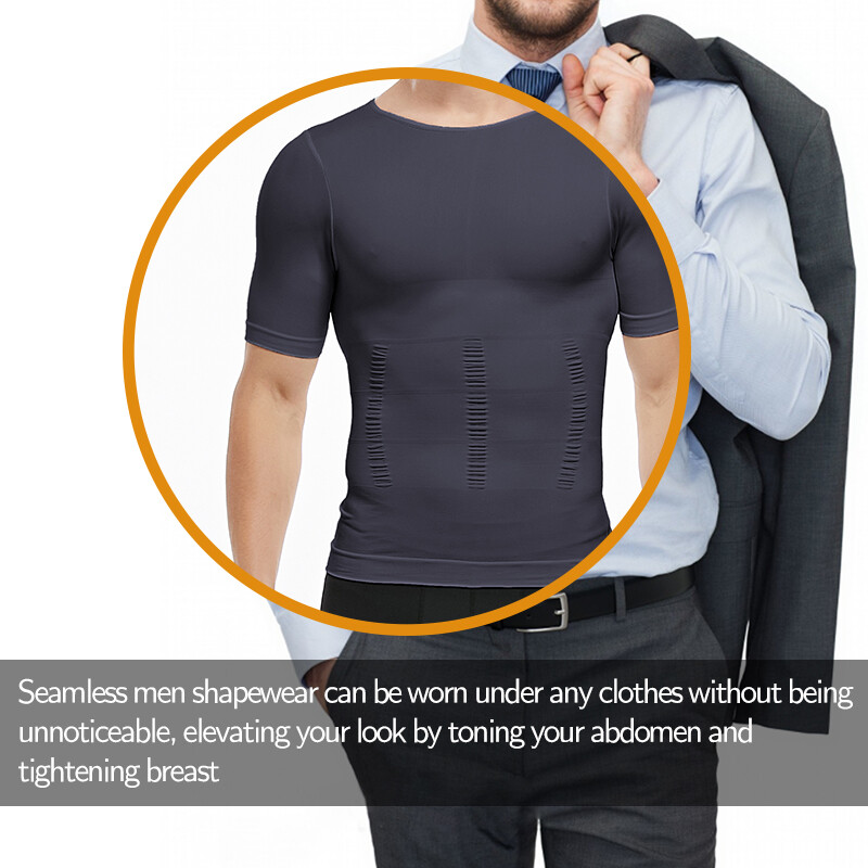 Men’s Slimming T-shirt Weight Loss Body Shaper Tank Tops Chest Compression Shirt