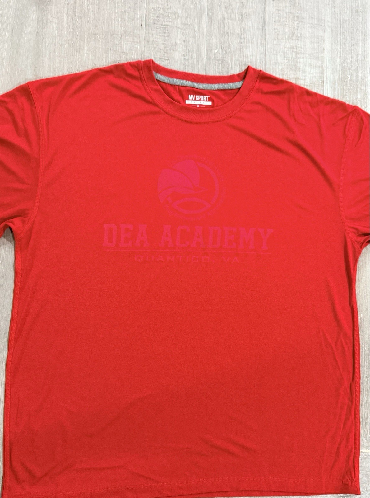 “DEA ACADEMY” Red Dri-Fit Style Athletic T Shirt – Size XL – by MV Sport – NWT!
