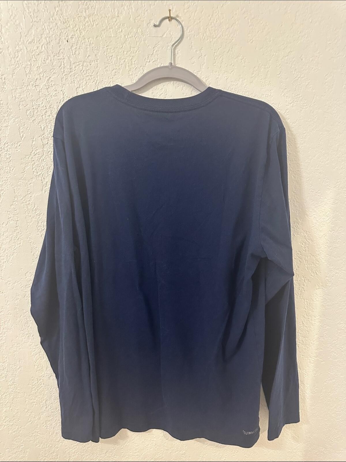 adidas Navy Long Sleeve Box Logo Vintage T Shirt