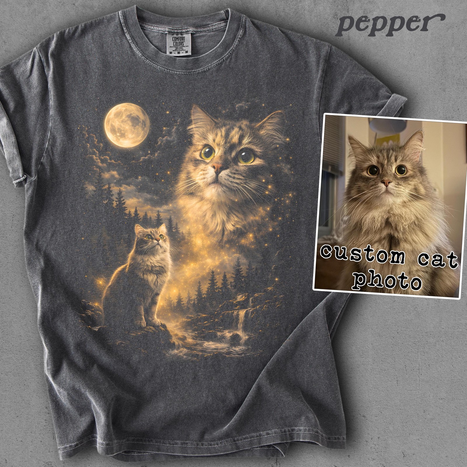 Custom Pet Photo Shirt Personalized Dog Howling to the Moon Gift