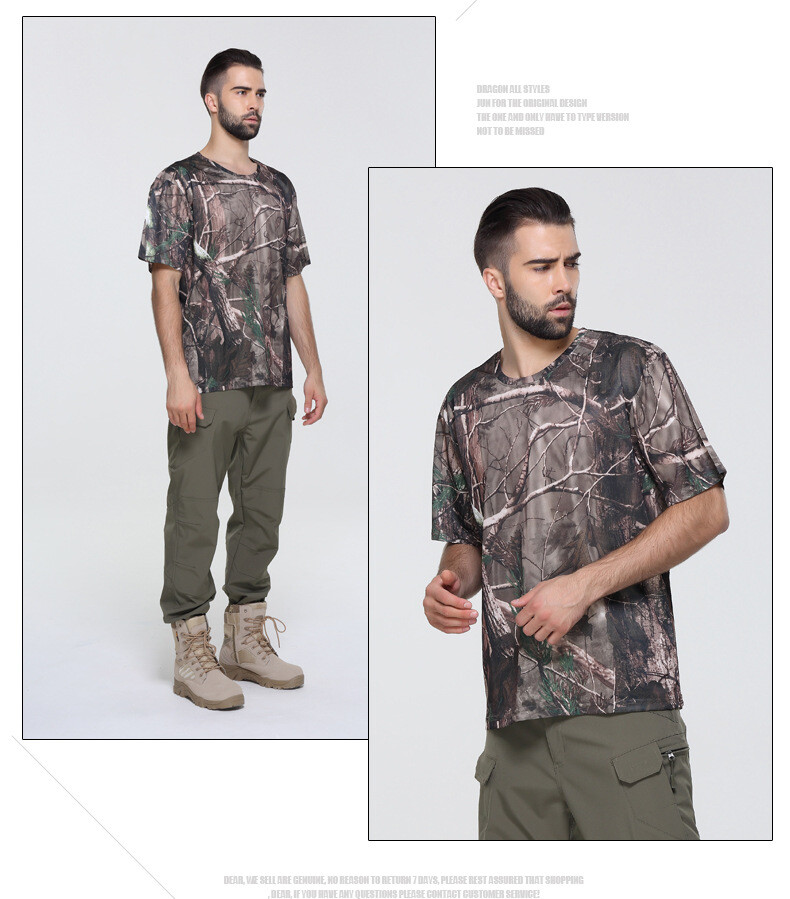 Mens Militray T-Shirt Army Combat Quick Dry Casual Shirt Hiking