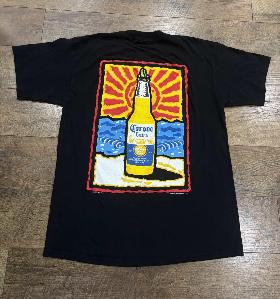 Vintage 90s Corona Beer Change Your Whole Latitude Graphic Tee Black Large Promo