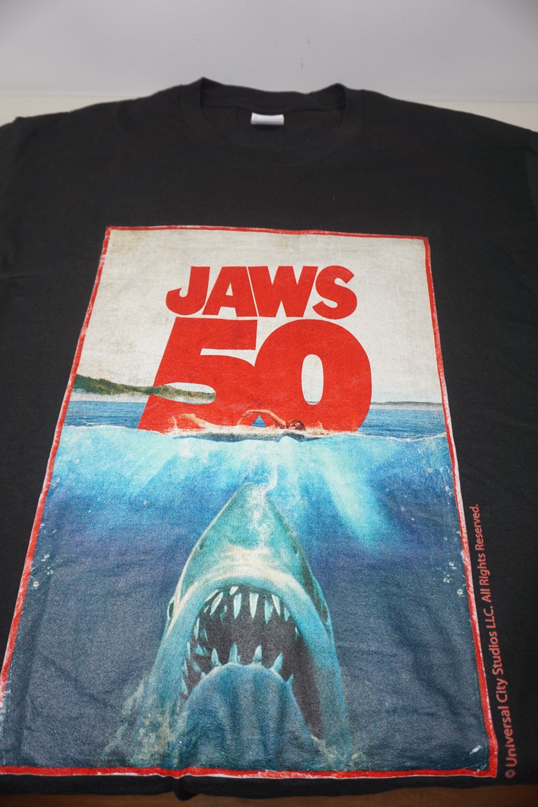 Jaws 50 50th Anniversary Universal City Studios Black T-Shirt Mens Size XL