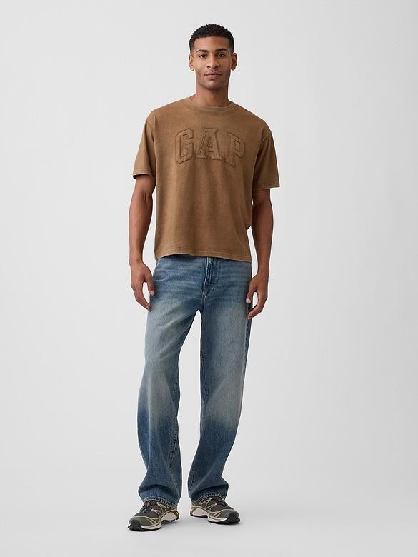 Gap Shirt Mens Small Brown Boxy Tee GAP Logo Everyday Soft Relaxed Fit $35 MSRP