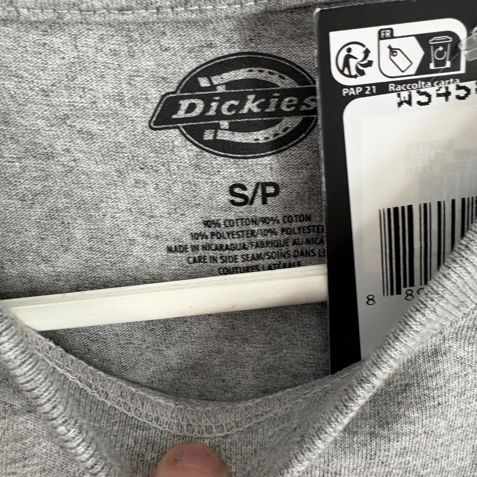 Dickies Mens Gray Short Sleeve Pocket T Shirt Size Small P 90 Cotton 10 Poly