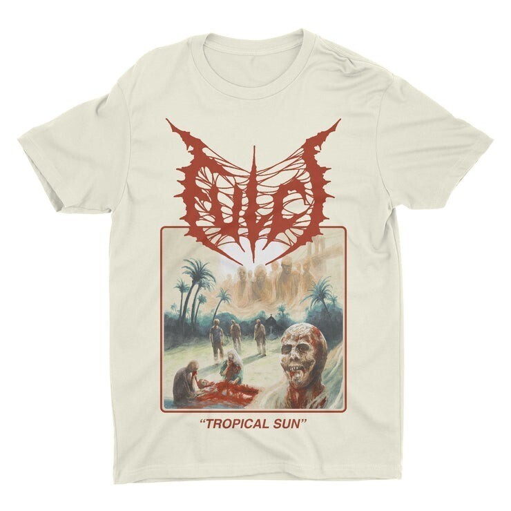 Fulci White Uniex Shirt, Tropical Sun t-shirt beige color size s to 3xl