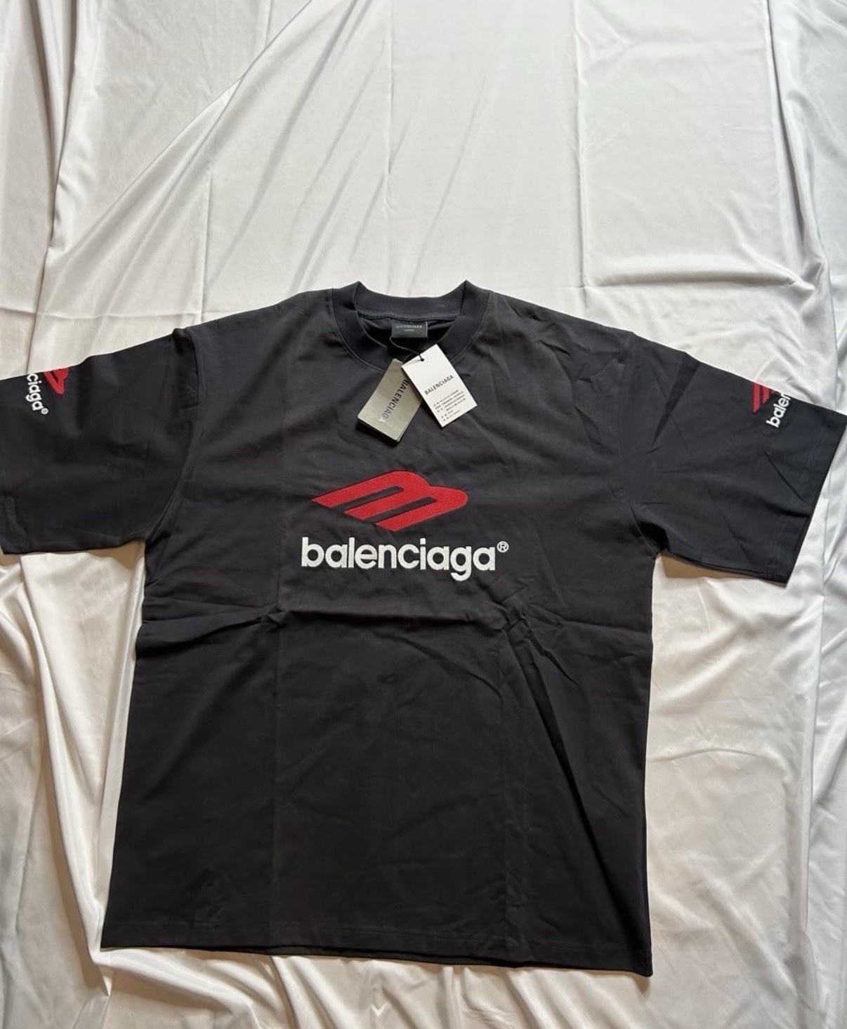 Balenciaga 3b Sports Icon T-shirt Black Embroidered M-L – MESSAGE 1st
