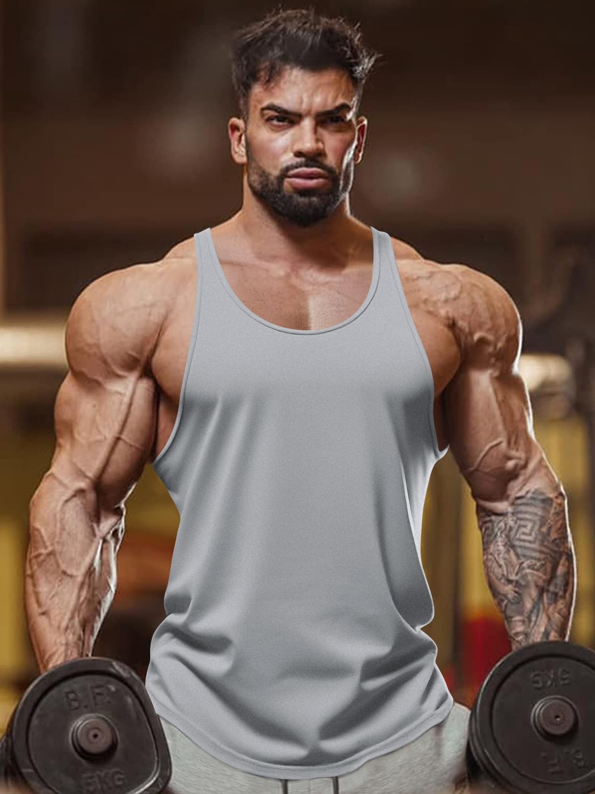 Men’s 2 Pack Gym Workout Tank Tops Y-Back Muscle Tee Stringer Bodybuilding Sl…