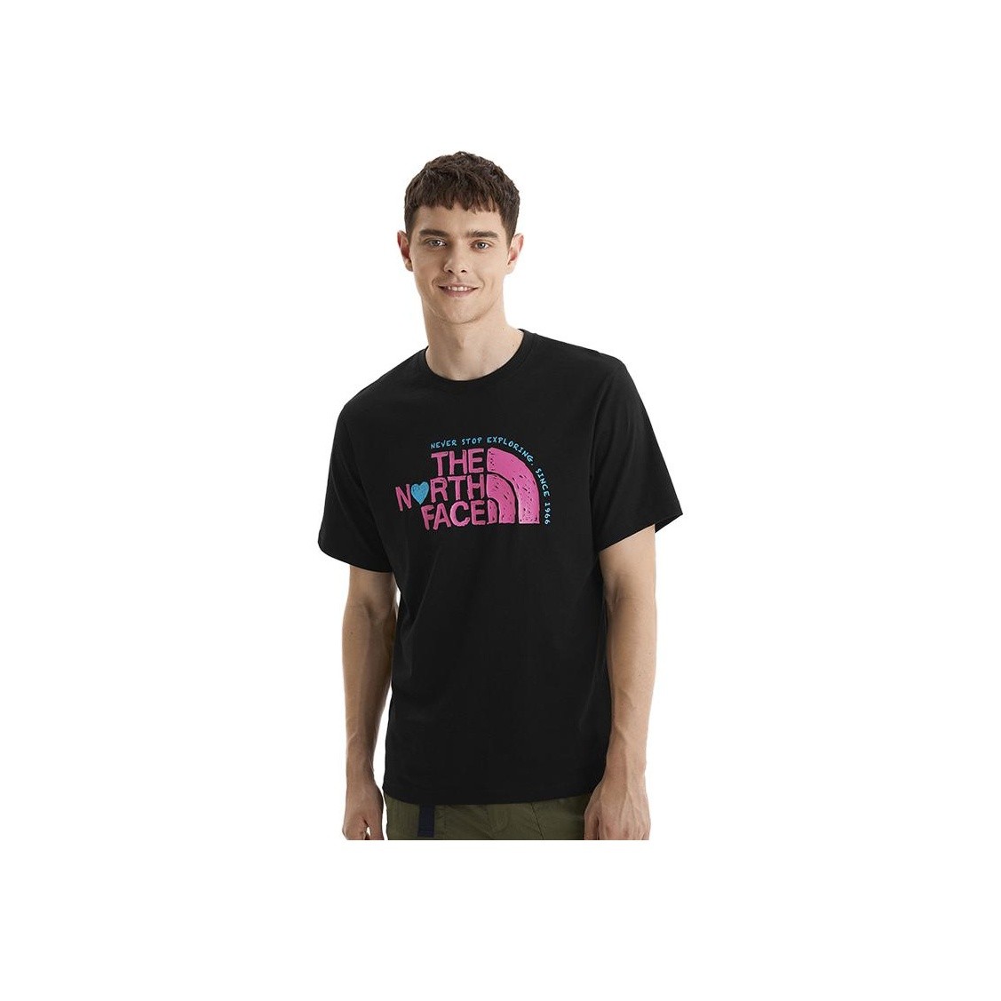 The North Face Heart Series Ss22 Heart Logo Letter Print Solid Color Round Neck