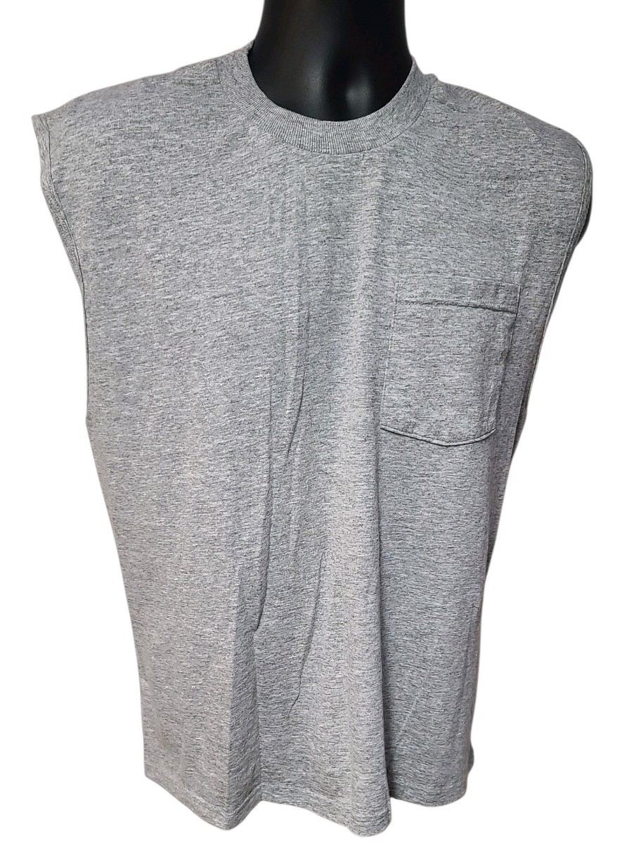 Vtg 80s 90s Fruit Of The Loom Muscle Pocket T Shirt Plain Blank ~ Men’s L ~ NWOT
