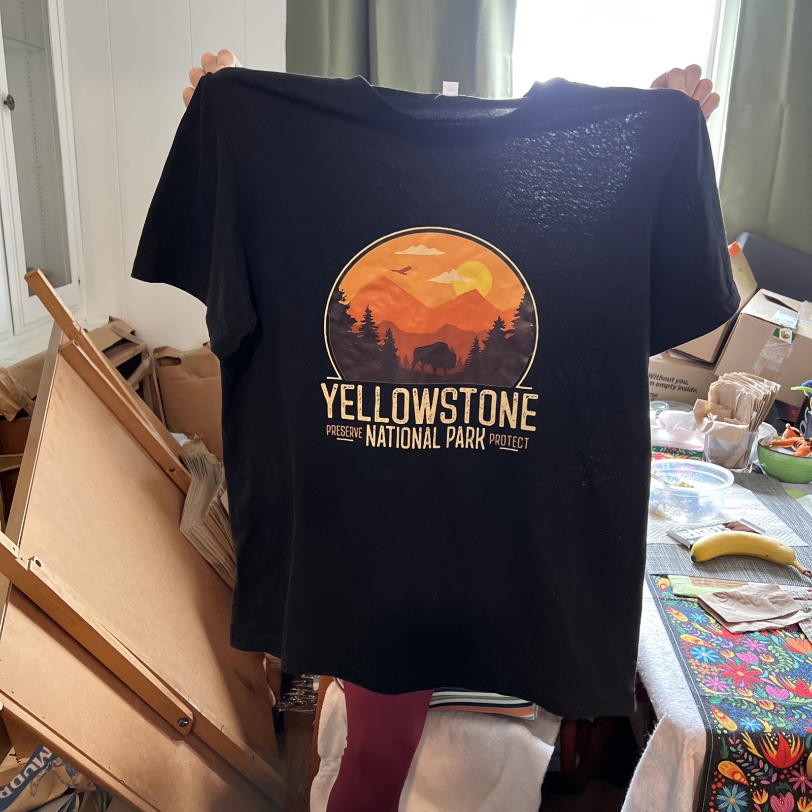General Standard Yellowstone National Park T shirt Sz L Black Graphic Print