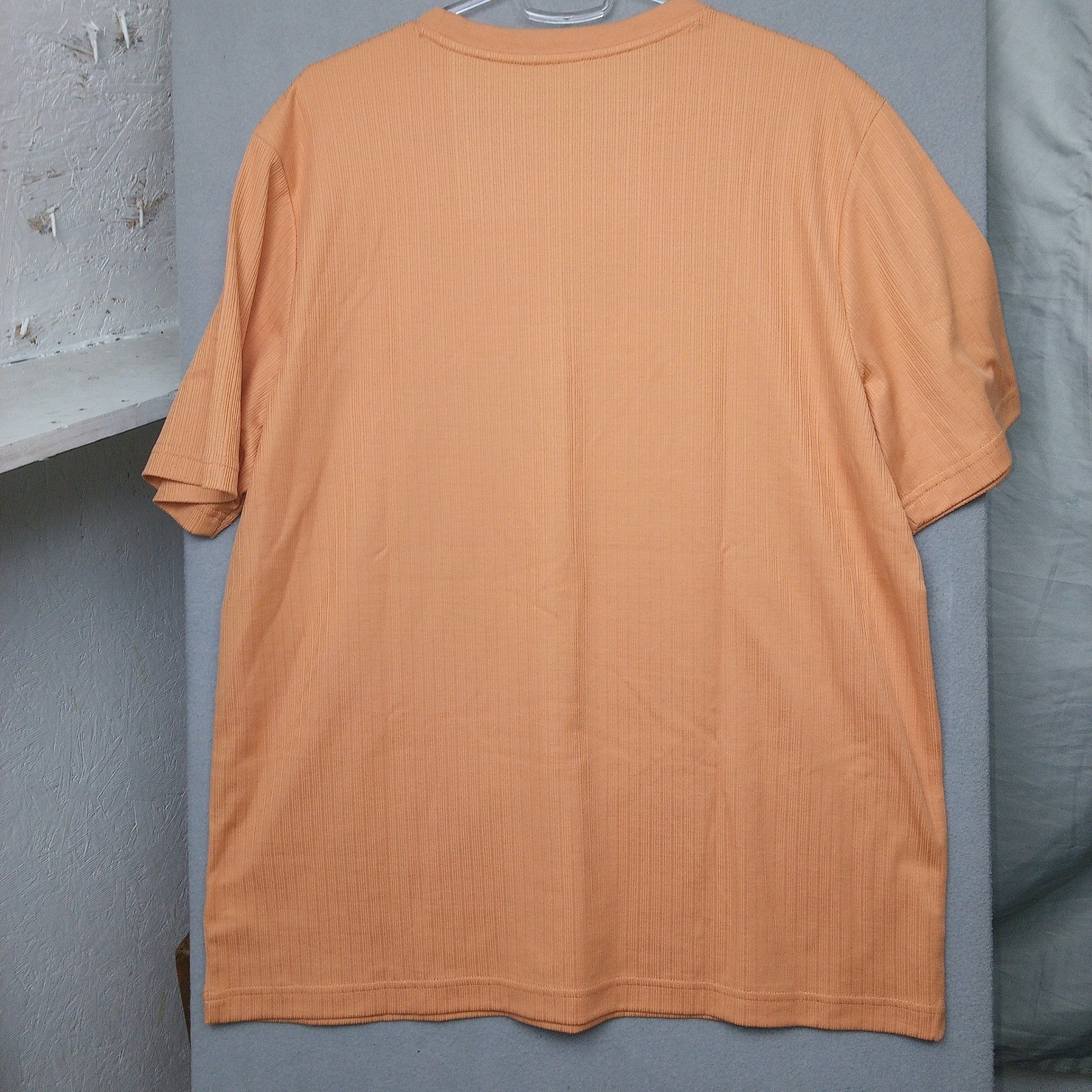 Croft & Barrow Mens Orange Ribbed Crew Neck T Shirt Easy Care Size Large