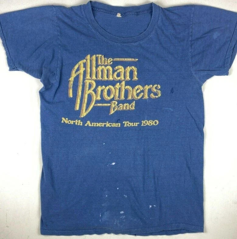 REMAKE The Allman Brothers band Tour 1980 Navy T shirt vtg NH24708