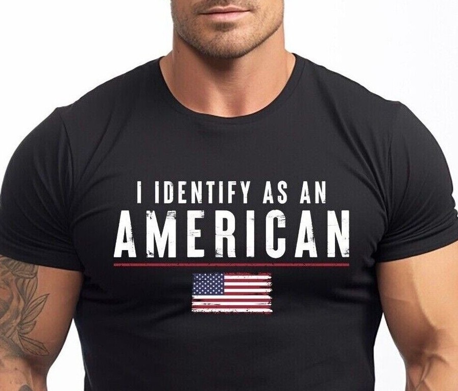 New I Identify As An American T-shirt USA Flag Patriotic T-shirt For Men