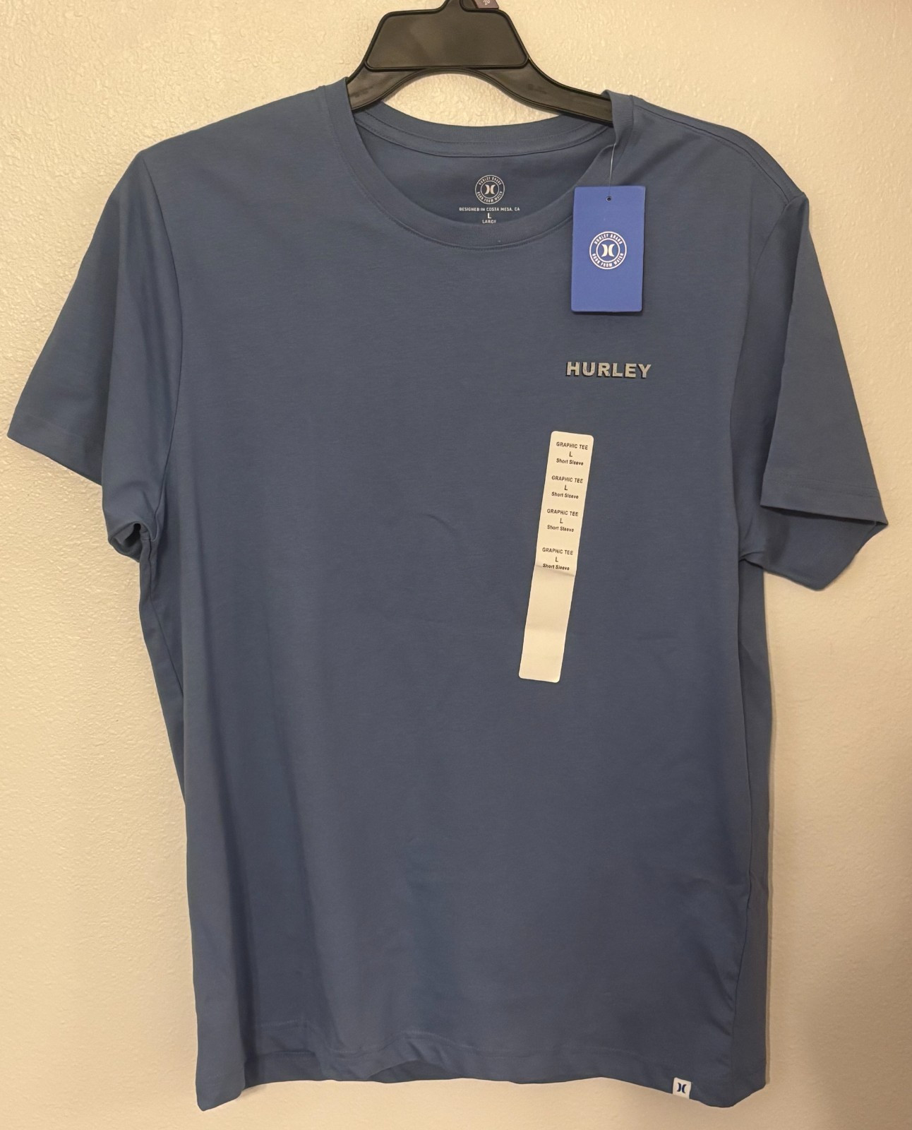 Brand New Hurley Blue Logo Graphic Large Men T-Shirt