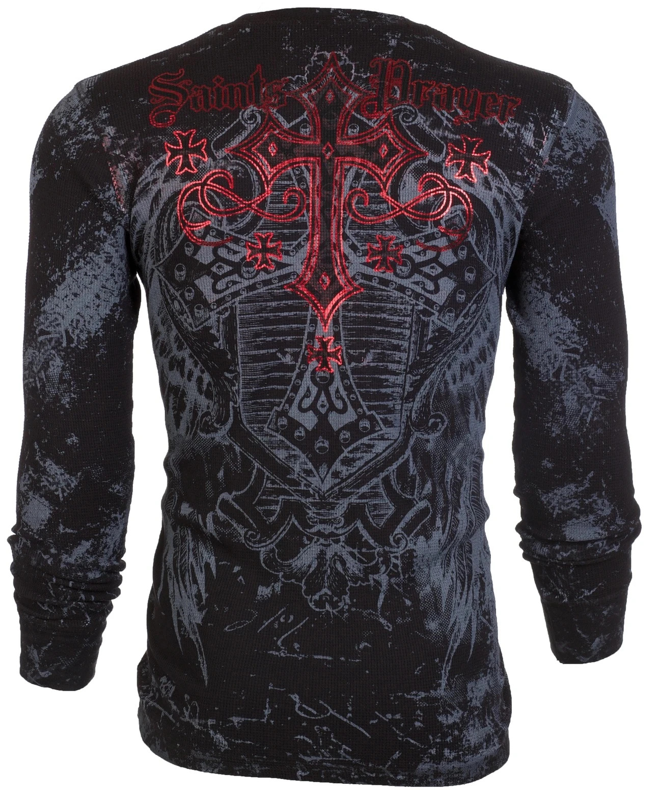 ARCHAIC by AFFLICTION Men’s Long Sleeve THERMAL Shirt ACHILLES Biker Black $58