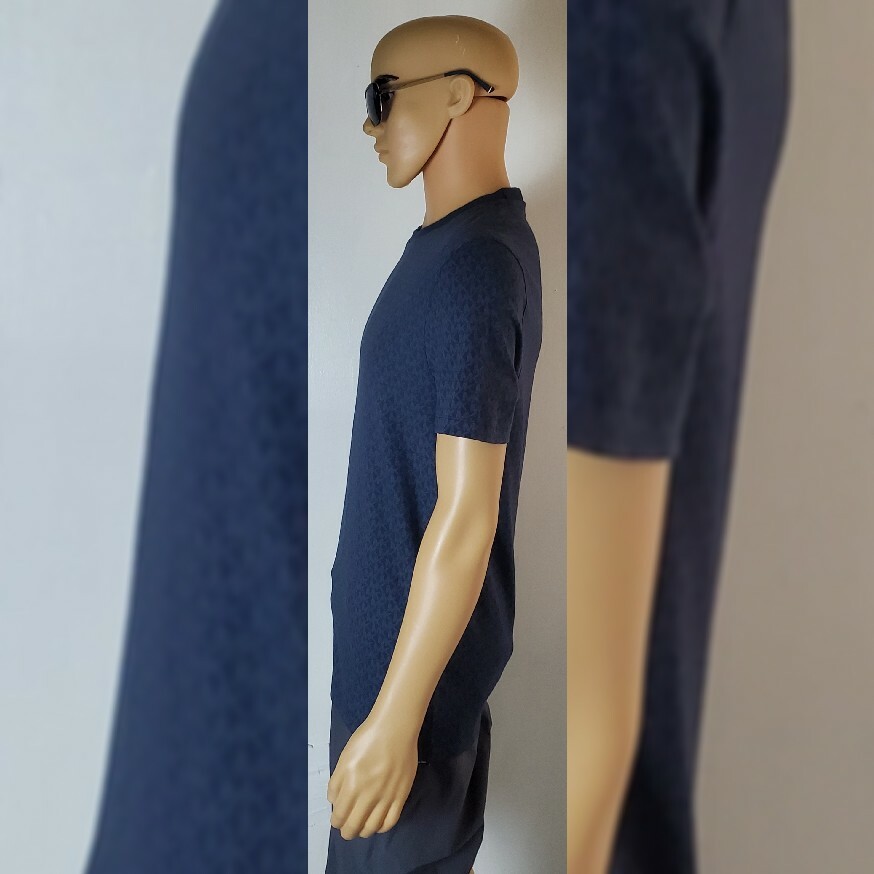 NWT MICHAEL KORS SHORT SLEEVE TSHIRT MEN’S ALLOVER MK LOGO PRINT SIZE M BLUE