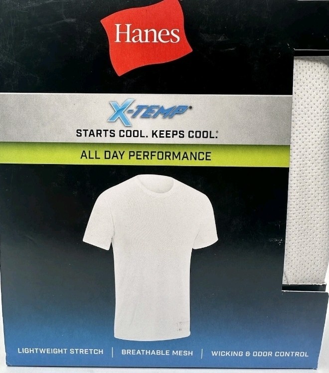 Hanes Men’s X-Temp All Day Breathable Mesh Crewneck Undershirts 3-Pack Large
