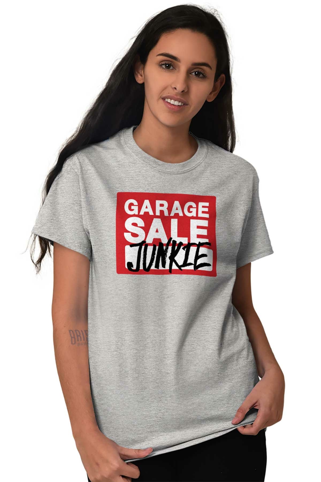 Garage Sale Junkie Thrift Store Shopping Womens or Mens Crewneck T Shirt Tee