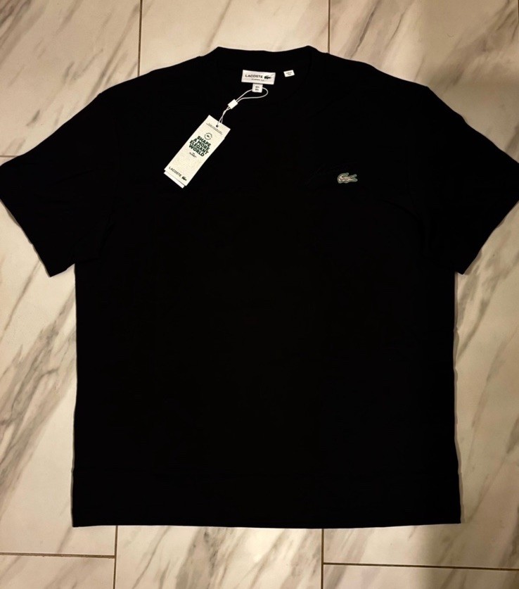 Lacoste Men’s Logo Organic Cotton T-Shirt Black New