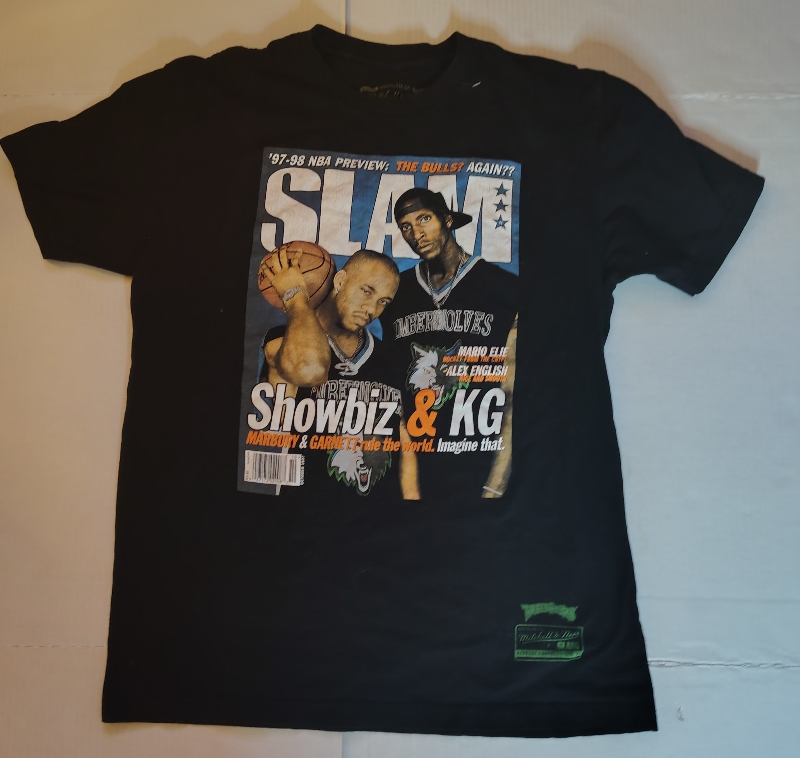Vntg Mitchell & Ness Kevin Garnett & Stephon Marbury Slam Magazine T-Shirt L Htf