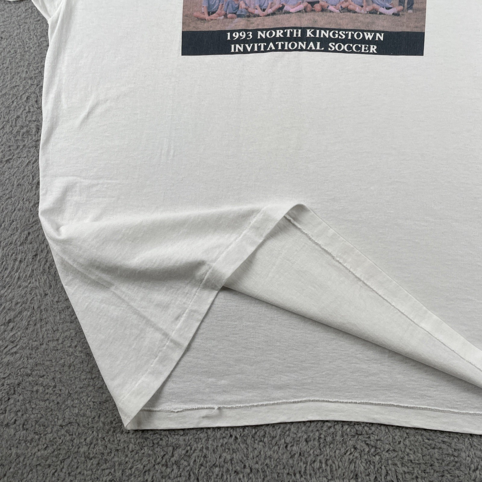 Vtg Hanes XL White T Shirt 1993 North Kingstown Soccer Invitational Made In USA