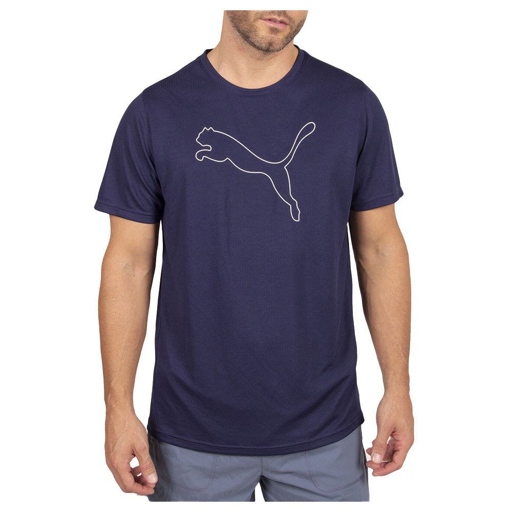 PUMA Performance Cat Logo Crew Neck Short Sleeve T-Shirt Mens Blue Casual Tops 5