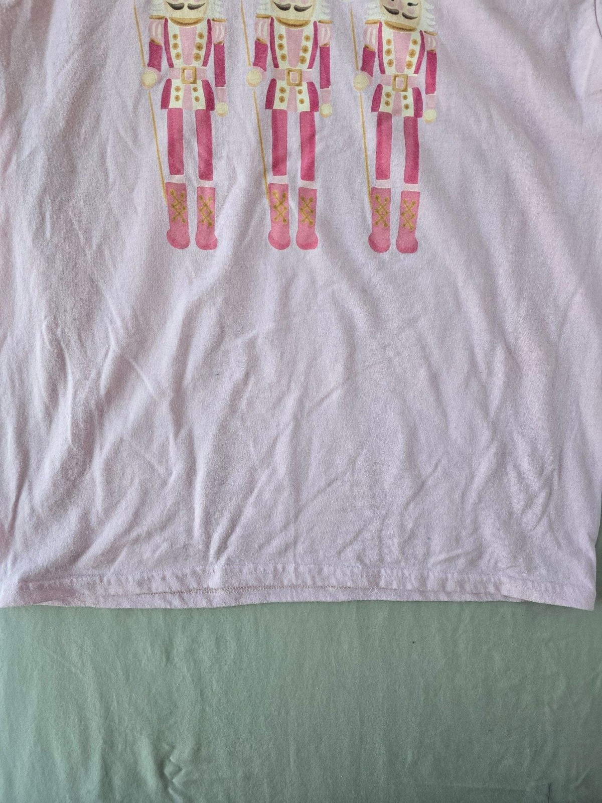 Augusta Sportswear Pink and Green Ringer Tee Nutcracker Graphic T-Shirt