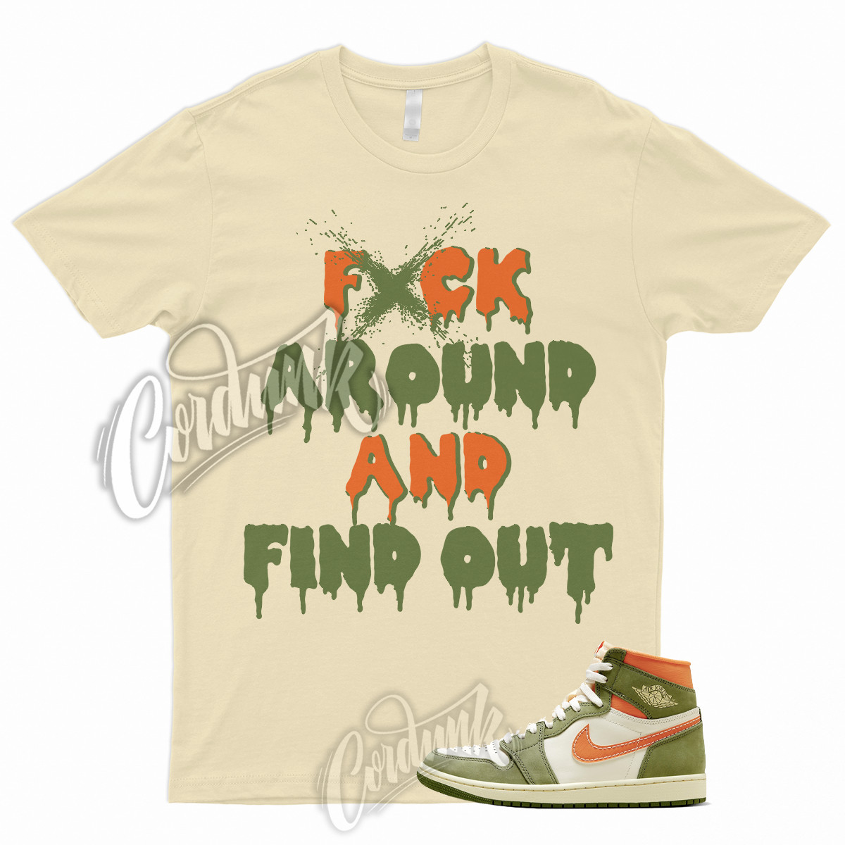 FAFO T Shirt for 1 High Celadon Sky J Light Olive Bright Mandarin Coconut Milk