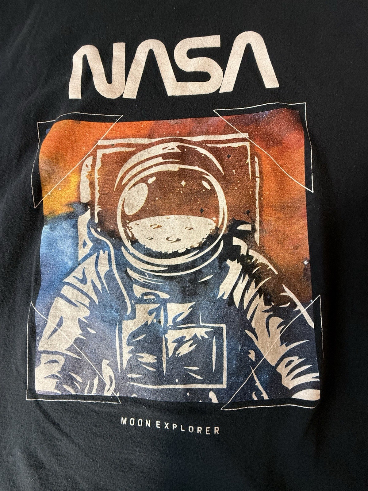 Men’s Med Hyper Space NASA Graphic T-Shirt Moon Explorer Astronaut Medium