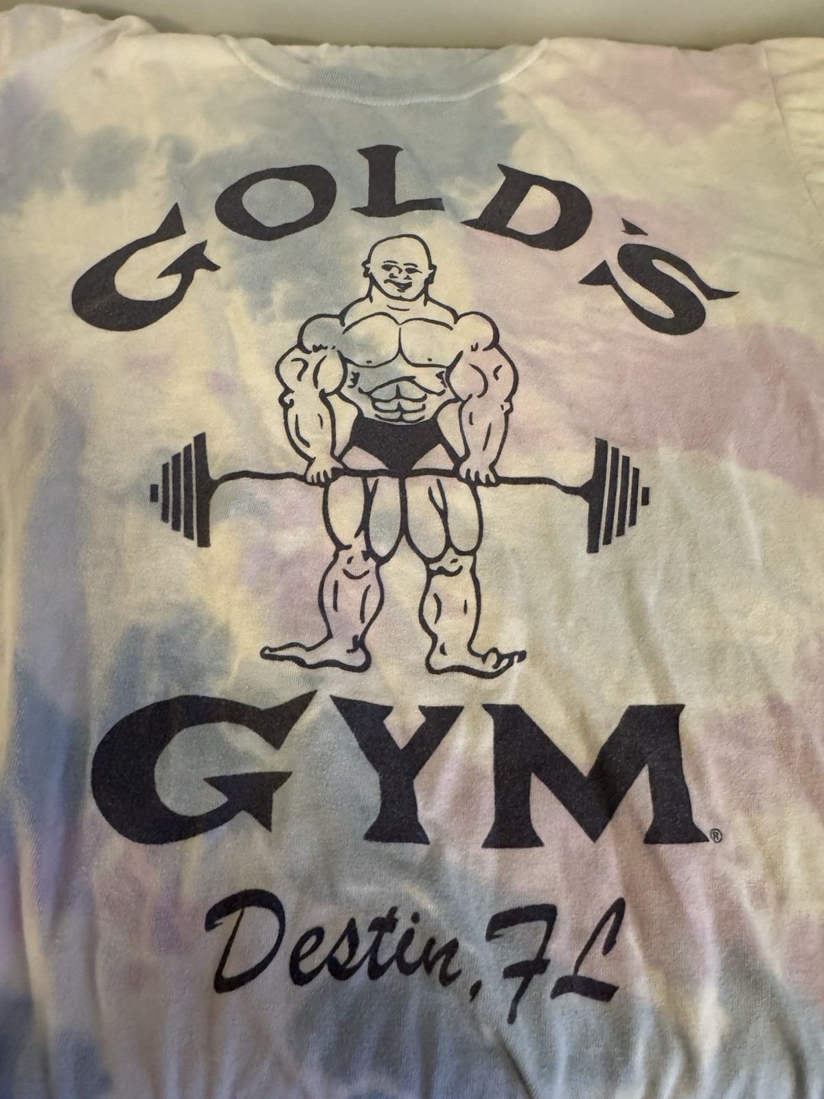 Golds Gym T Shirt Size Large Tye Dye Pink/Blue Cheyenne WY