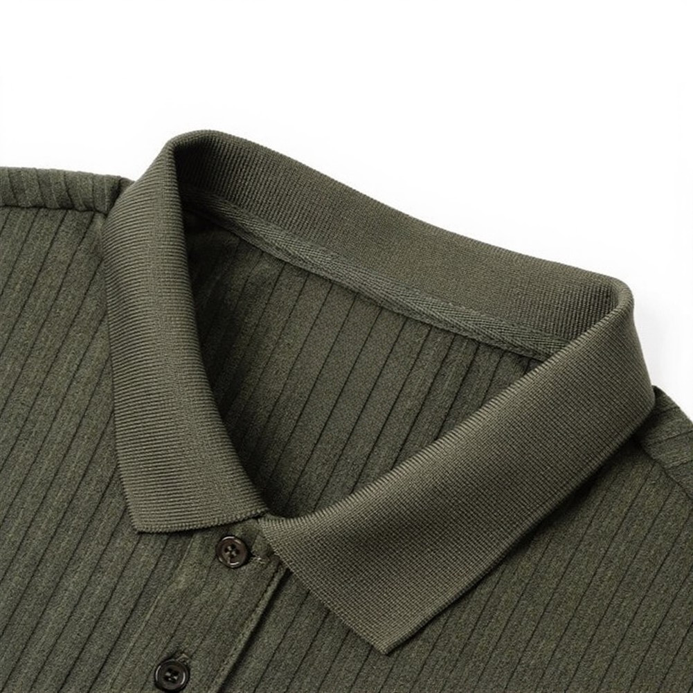 Short Sleeve Ribbed Knit Button Up Shirt for Men Lapel Collar Summer Ready
