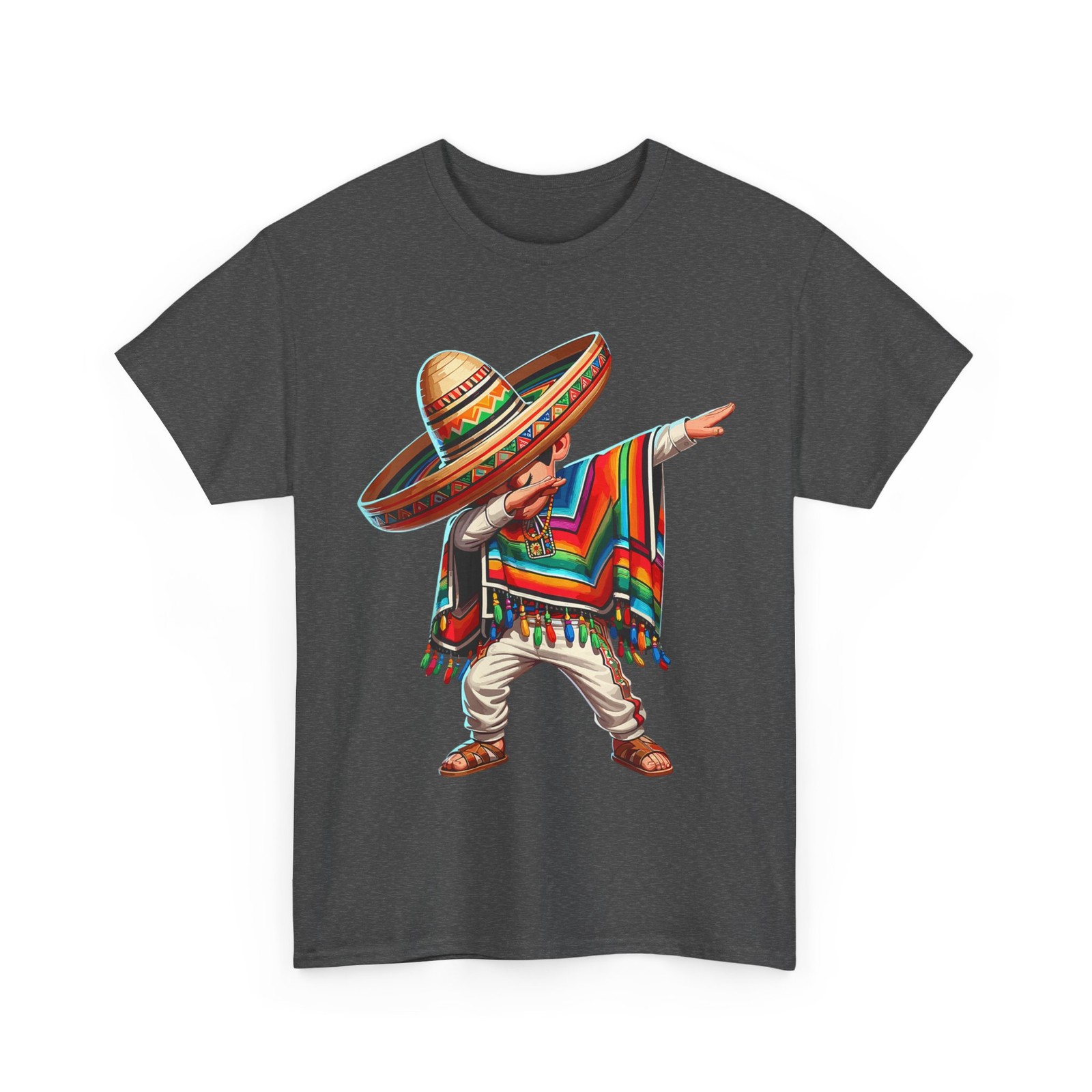 Mexican Boy Dabbing in Poncho Cinco de Mayo T-Shirt for Men and Women