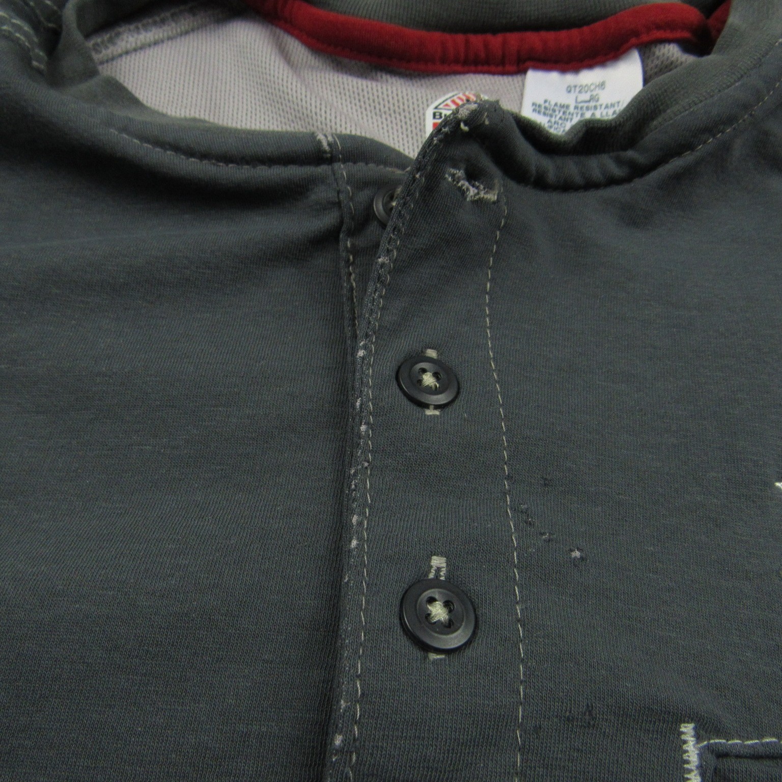 Bulwark Shirt Mens Large Gray Henley FR Fire Resistant IQ Westex Pocket Cat 2