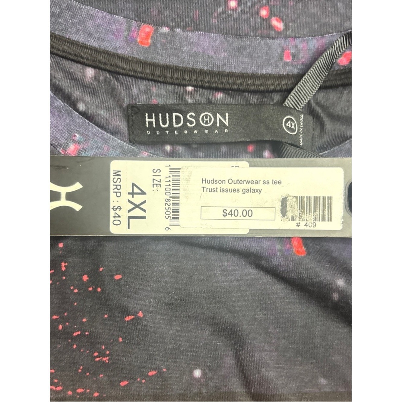 Hudson Trust Issues Galaxy Graphic Tee – Black with Red & Blue Splash