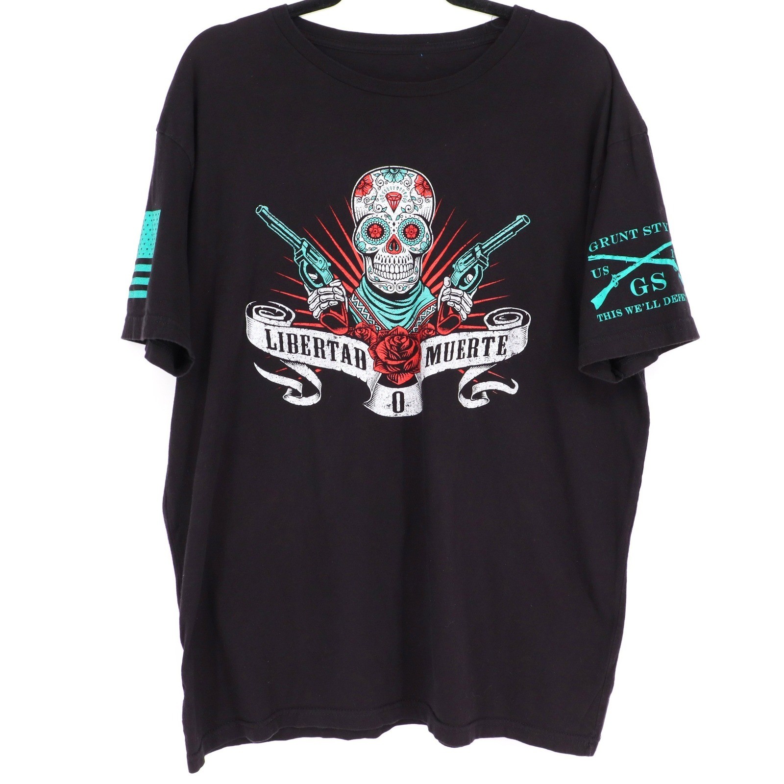 Grunt Style Men’s “Libertad O Muerte” Skull Graphic T-Shirt Black Size XL