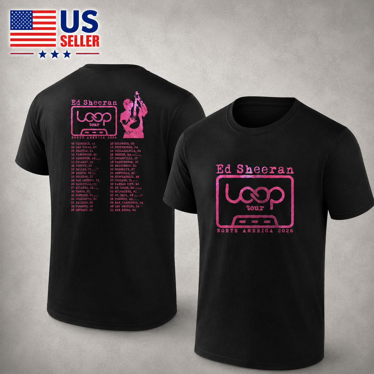 HOT ITEM! Ed Sheeran Loop Tour 2026 North America Unisex T-Shirt S-4XL